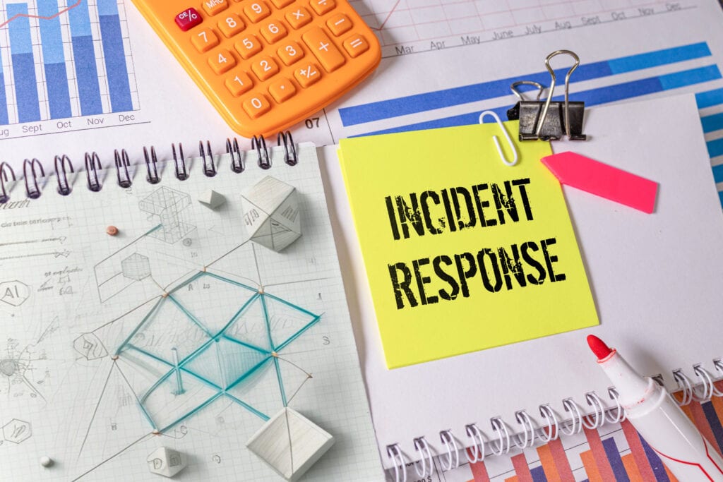 desk with incident response sticky note