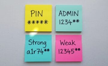 weak and strong password sticky notes